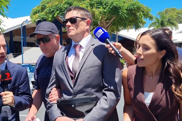 Nathan McKeown leaving Cleveland Magistrates Court after pleading guilty to charges related to the death of his German shepherd, Arnie. 