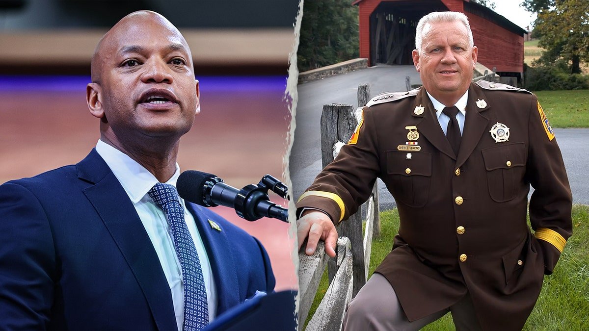 Maryland Gov. Wes Moore next to Fredrick County Sheriff Chuck Jenkins