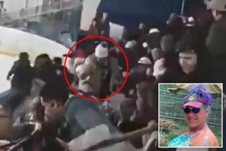 Pulse-pounding video shows heroes wrestle trans dad who opened fire at Rhode Island high school hockey game