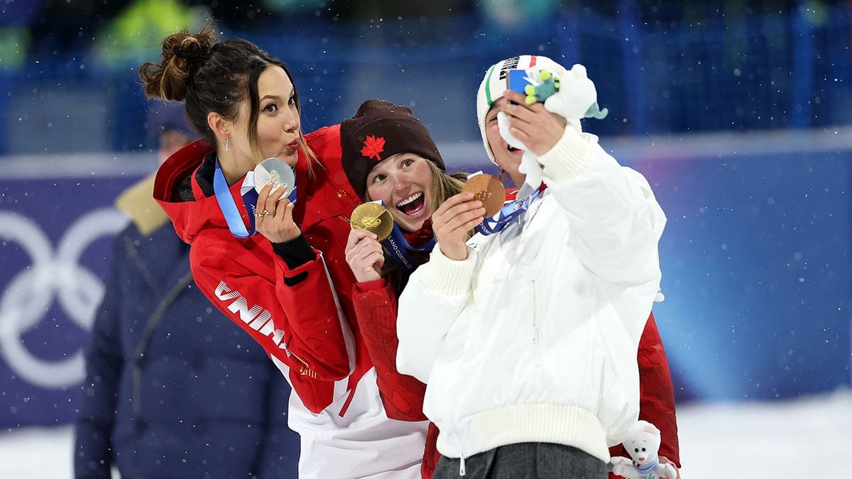 Eileen Gu celebrates Olympics with competitors