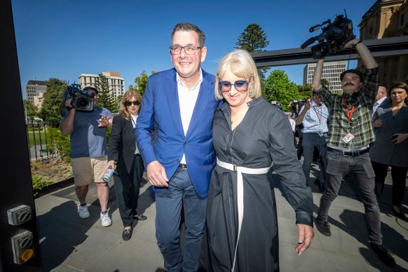 Daniel Andrews with his wife, Catherine, in 2023.