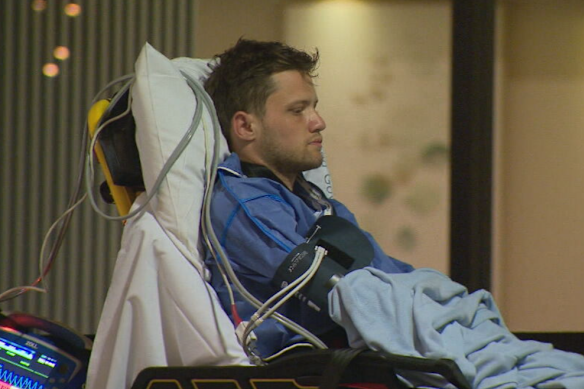 Cameron Clark was transported to hospital under police guard, after allegedly attempting to kill a waitress at Easts Leagues Club.