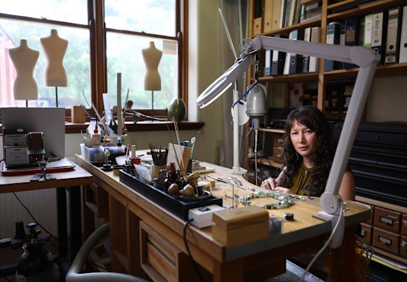 Jeweller and artist Katheryn Leopoldseder, who works in what used to be the Abbotsford Convent’s laundry “mangling” room. 