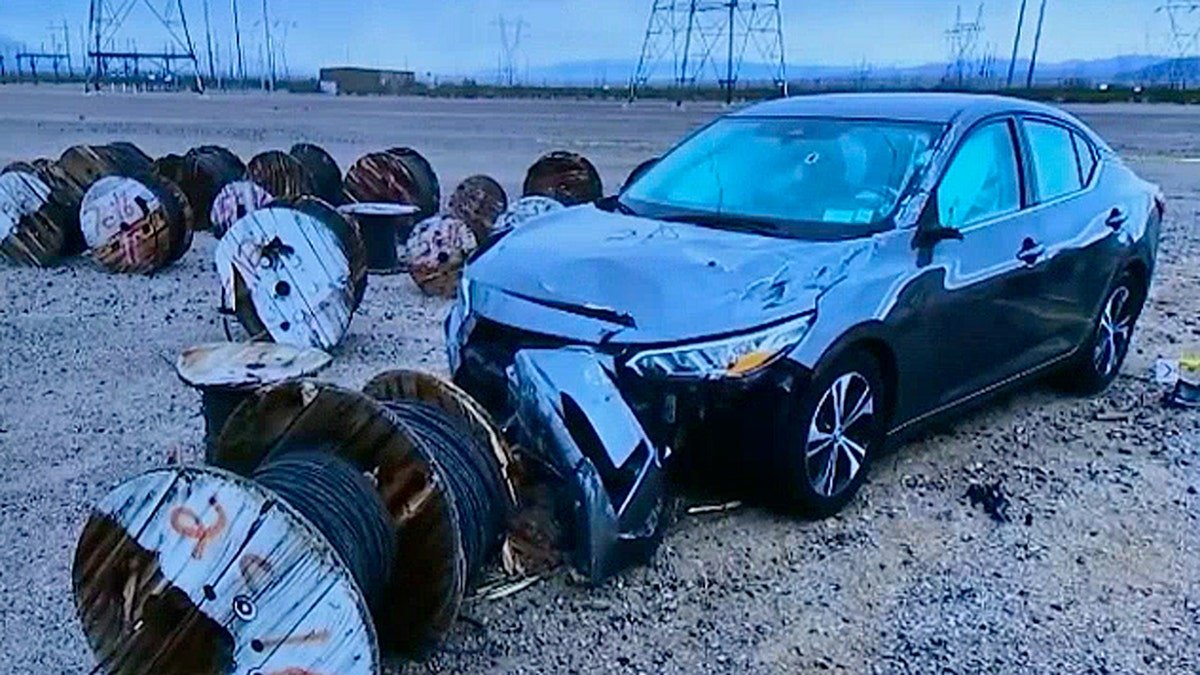 Car that crashed into a power station in Nevada