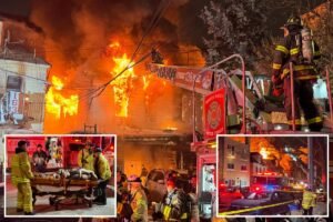 Raging 4-alarm NYC house fire kills woman, injures 8, including 2 firefighters and man in critical condition