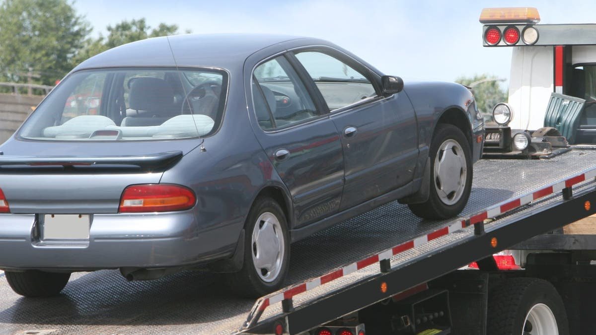 Car on a tow truck