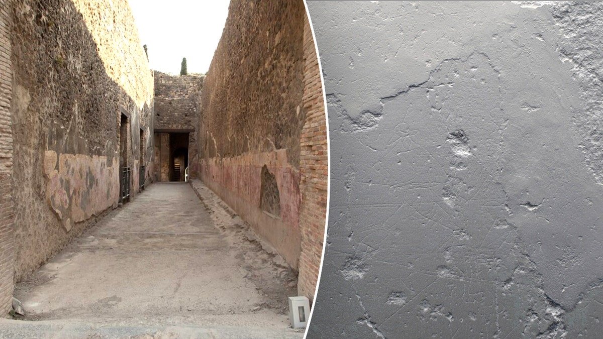 View of corridor, ancient inscriptions