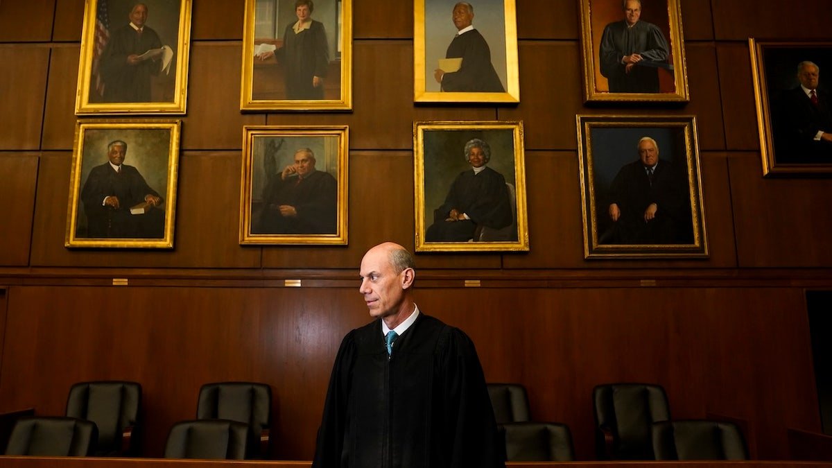 Judge James E. Boasberg, chief judge of the Federal District Court in DC, stands for a portrait at E. Barrett Prettyman Federal Courthouse in Washington, DC on March 16, 2023. (Photo by Carolyn Van Houten/The Washington Post via Getty Images)