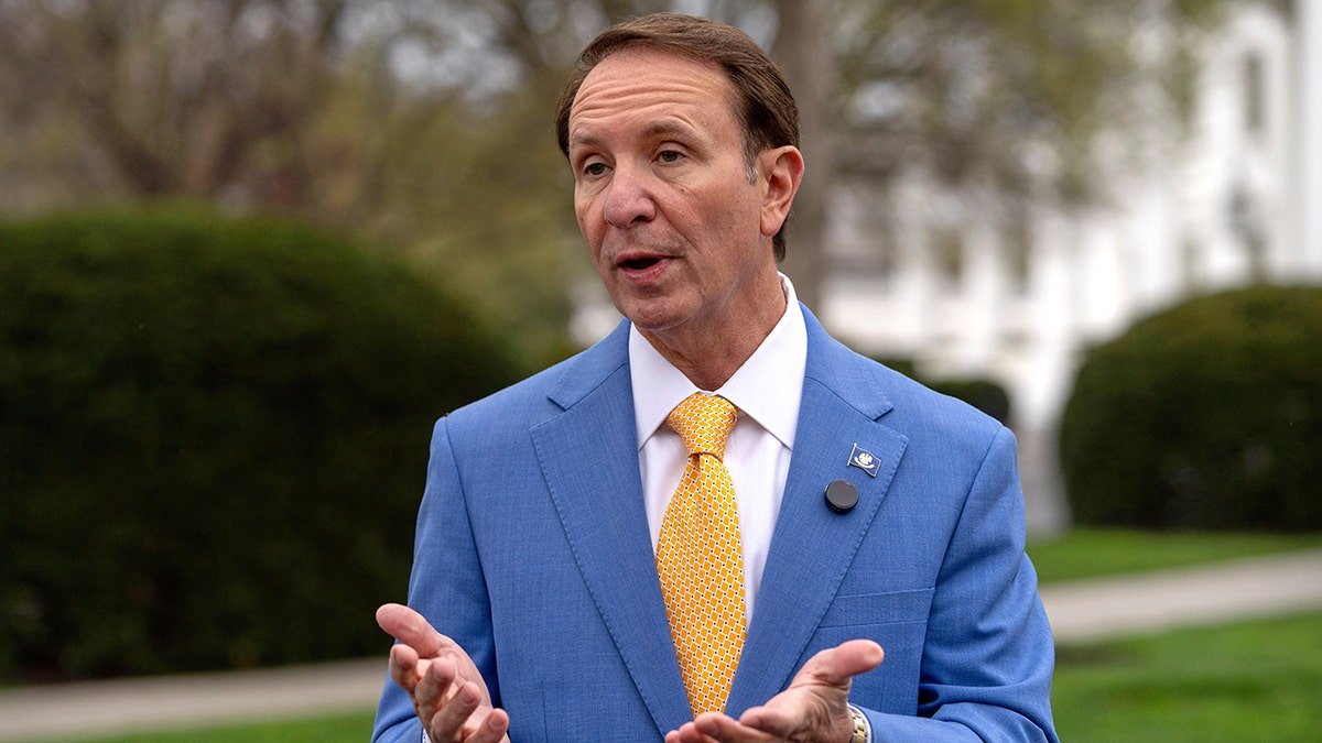 Louisiana Gov. Jeff Landry talks at the White House