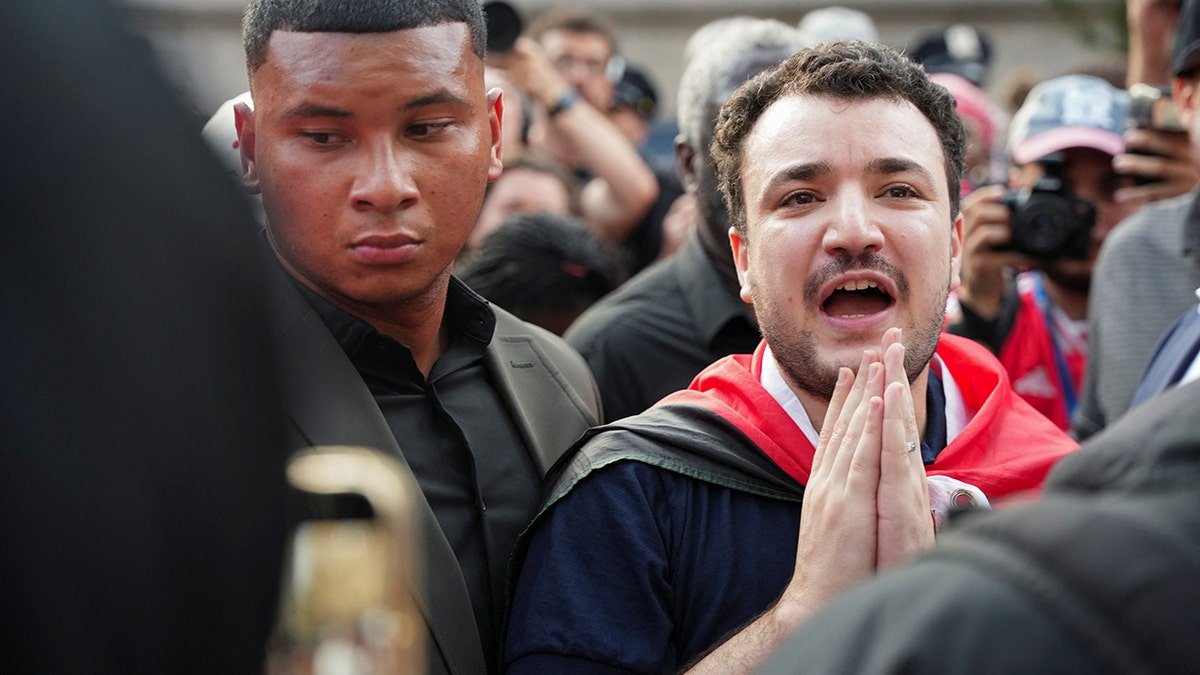 Mahmoud Khalil marching outside Columbia University protest