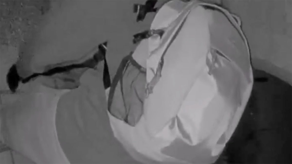 A view from a doorbell camera showing an armed individual outside the residence of Nancy Guthrie in Tucson, Arizona