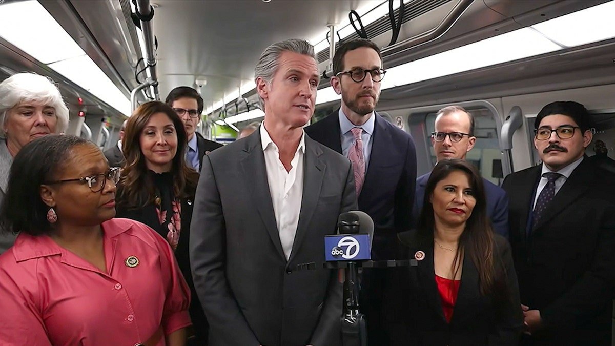 Gavin Newsom during a press conference