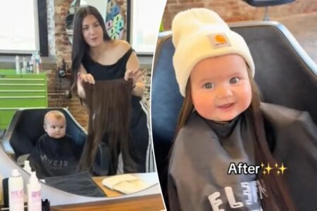 Mom gives adorable 8-month-old daughter long black hair extensions — see how the tot reacts