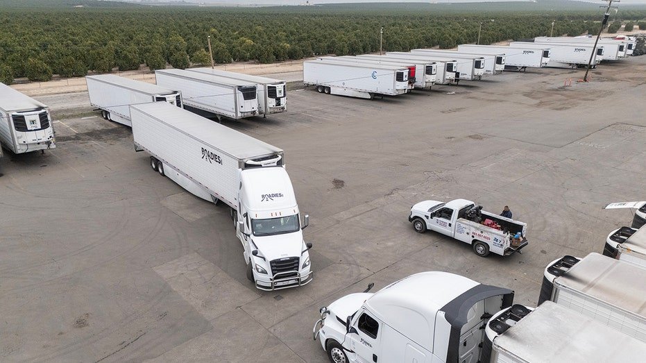 Trucks in parking lot california