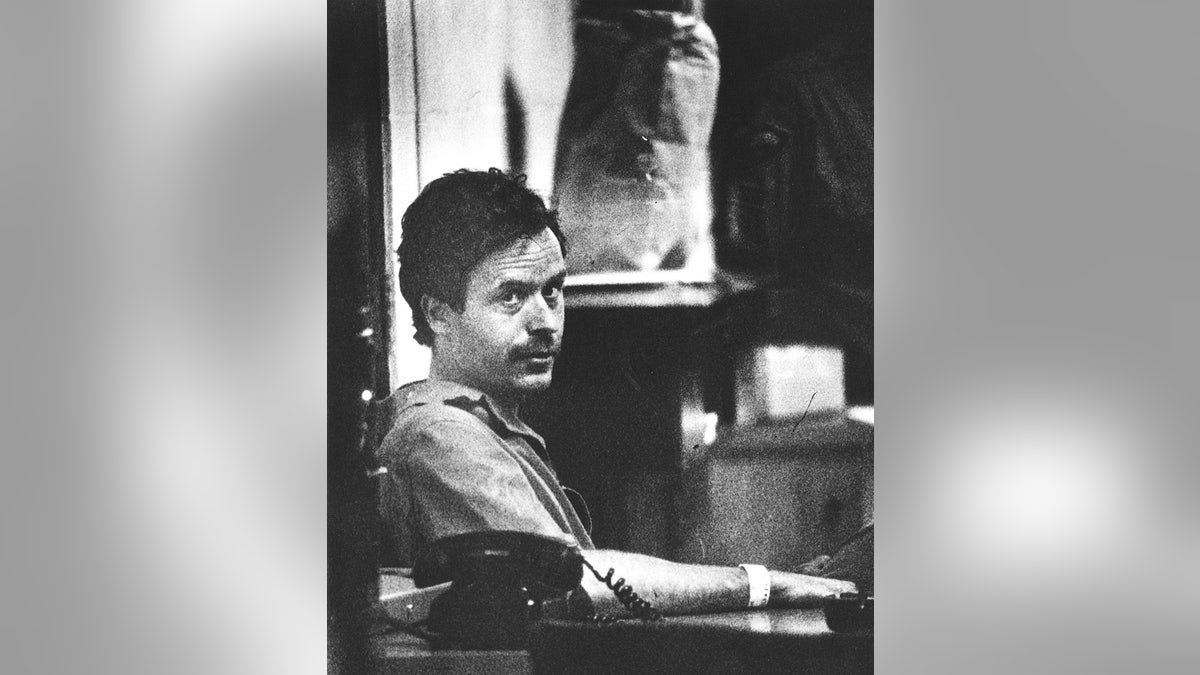 Ted Bundy sitting in court.