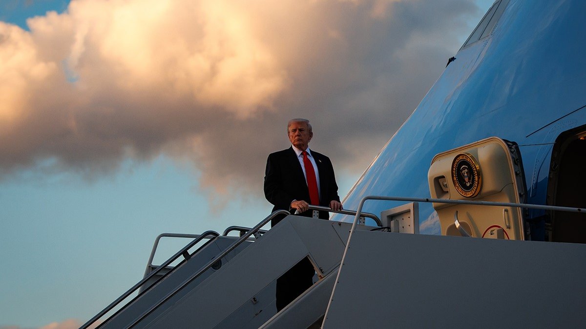 U.S. President Donald Trump boards Air Force One en route to the White House on November 2, 2025 at Palm Beach International Airport in West Palm Beach, Florida.
