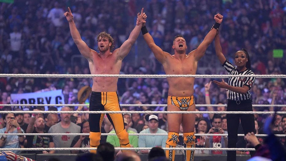 Logan Paul and The Miz at WrestleMania 38