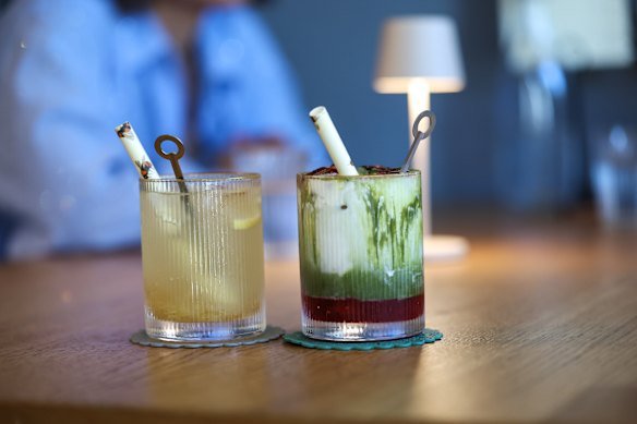 Yuzu soda and strawberry matcha, both made in house at Misty Pot.