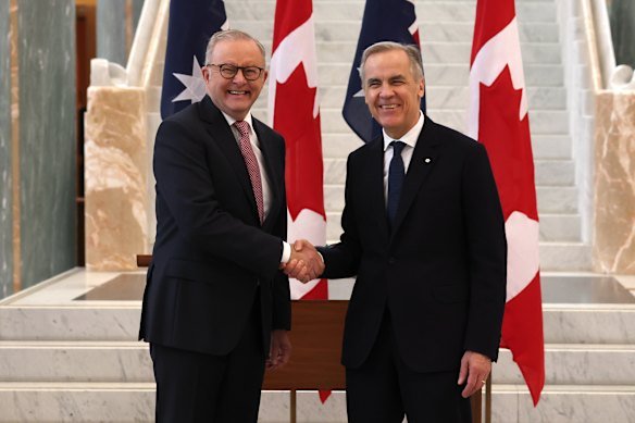 Prime Minister Anthony Albanese and Canadian Prime Minister Mark Carney on Thursday.