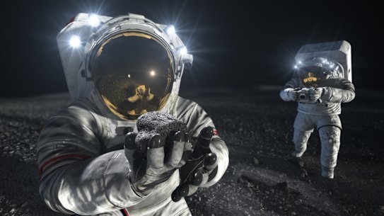 An artist’s impression of two NASA astronauts working on the moon. Will China beat them to it?