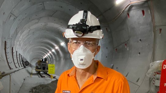 Cross River Rail chief executive Graeme Newton during construction of the main tunnel.