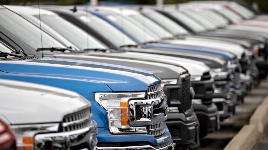 2019 Ford Motor Co. F-150 pickup trucks are displayed at a car dealership in Orland Park, Illinois, U.S., on Friday, Sept. 27, 2019. Auto sales in the U.S. probably took a big step back in September, setting the stage for hefty incentive spending by carmakers struggling to clear old models from dealers' inventory
