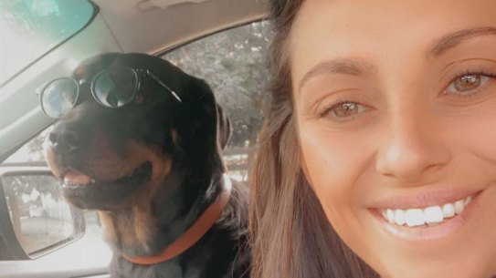 Marina Morel with her beloved dog Abbie.