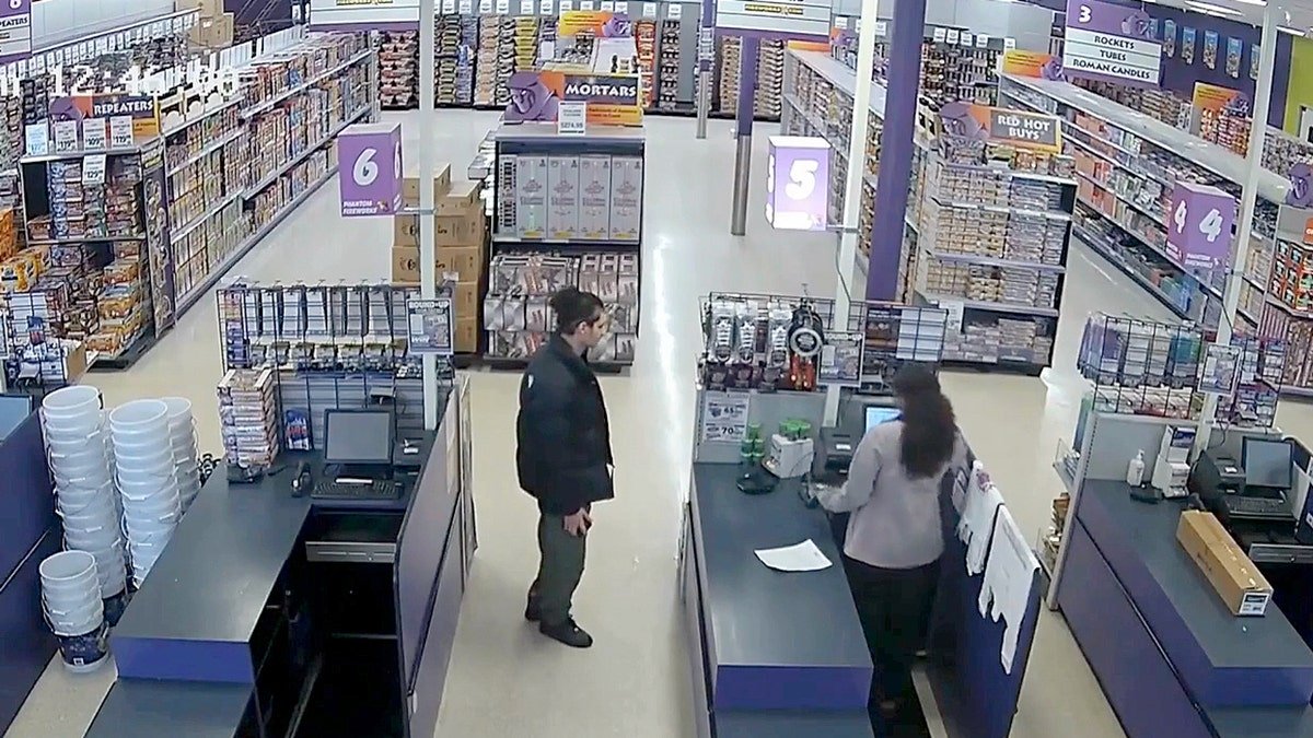 Emir Balat at a fireworks store checking out