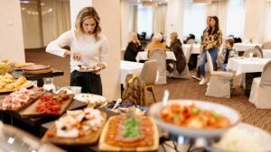 Hotel breakfast bandits caught on video grabbing food, skipping payment