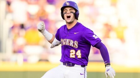 LSU infielder tosses bat sky-high after clutch home run in comeback win