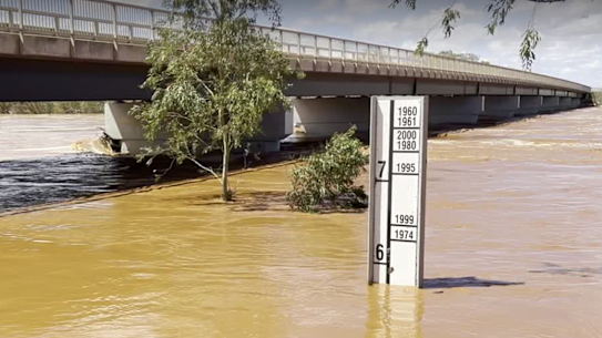 Floodwaters are rising near Carnarvon.