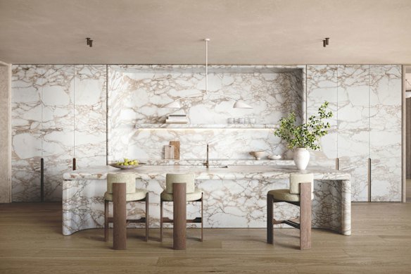 Mountains of marble: A render of what an interior could look like. 