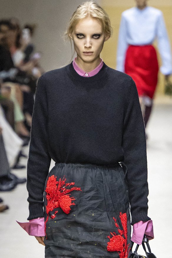 Jewel-bright accents enliven cold-season colours on last month’s Prada catwalk in Milan.