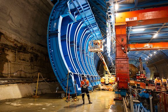 The giant cavern beneath Hunter Street will become the busiest metro station in Sydney.