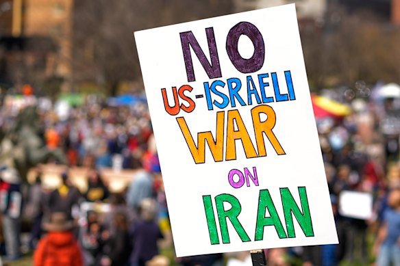 Demonstrators in Kansas City during the No Kings protest.