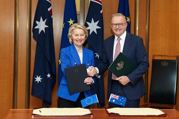 Ursula von der Leyen and Prime Minister Anthony Albanese.