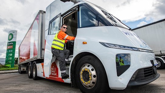 Driving an electric prime mover between Sydney and Canberra is like driving a limo says driver George Eleftheriou.