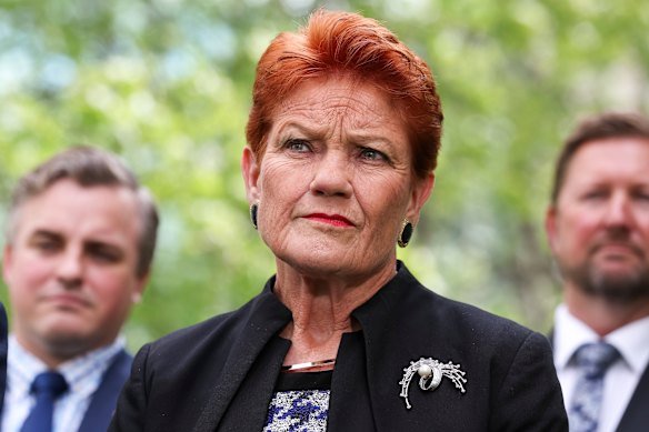 One Nation’s Pauline Hanson. “Realistically, she has no hope of winning the prime ministership at the next election. But it’s entirely possible that her party could occupy the balance of power.”
