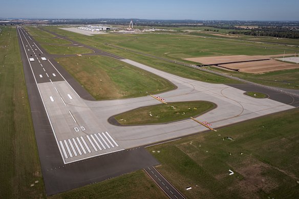 Western Sydney Airport’s 3.7-kilometre runway can handle aircraft as large as an A380 superjumbo.