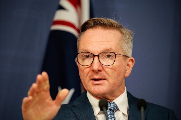 Energy Minister Chris Bowen announcing the first-ever release from Australia’s fuel stockpile. 