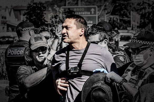 Police arrested Dezi Freeman outside court in Myrtleford in 2021.