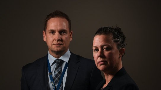 Child sexual abuse investigators.
Detective Senior Constable Jason Regan and Detective Senior Constable Emma O'Rourke.