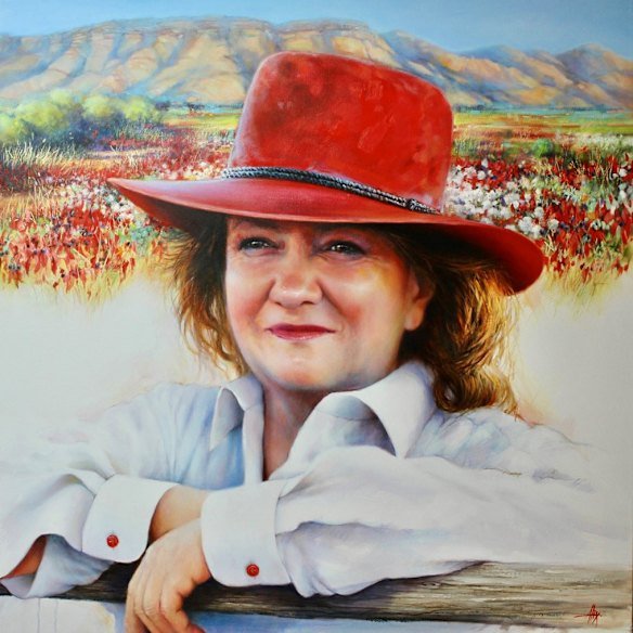 A portrait of Gina Rinehart from a series by WA artist Alix Korte.