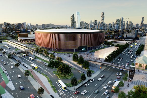 A concept render of the proposed Gabba Arena.