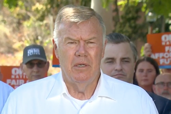 David Farley, One Nation’s candidate for Farrer, at a press conference on Saturday morning.