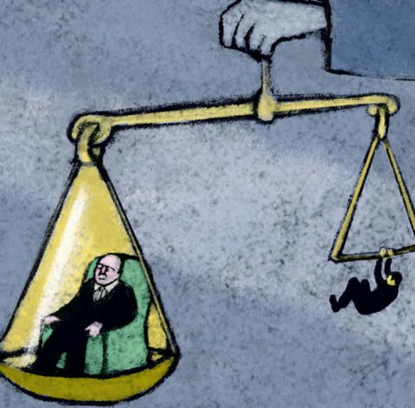 Unbalanced scales of justice.