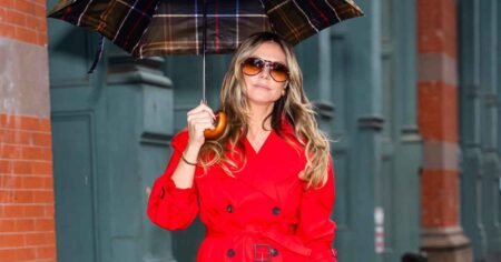 Heidi Klum Is Making This ‘Basic’ Spring Layer Feel Fresh With Just 1 Bold Pop of Color