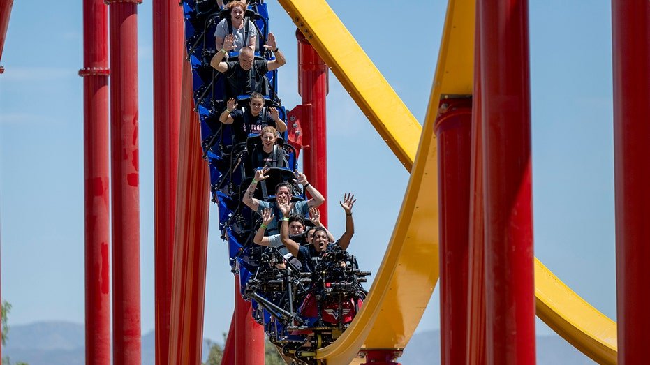 Roller coaster at Six Flags in California