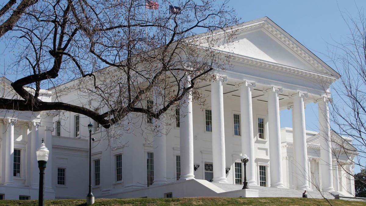 The Virginia Capitol building illuminated by sunlight in Richmond