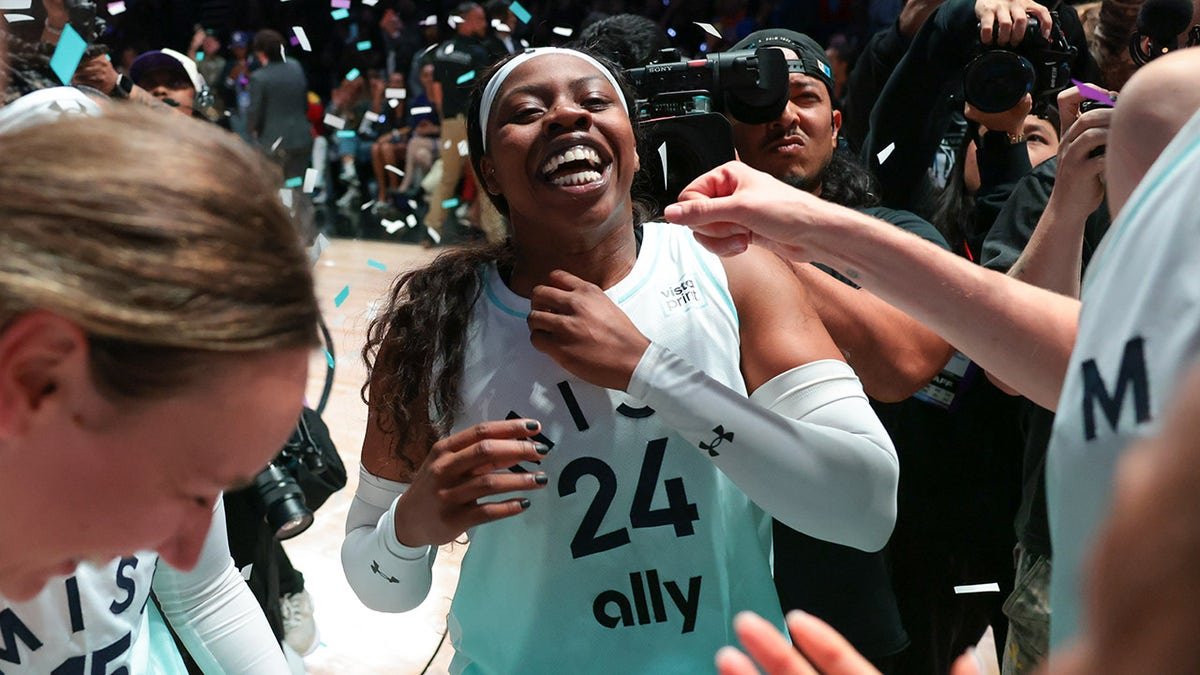 Basketball players celebrate Unrivaled championship